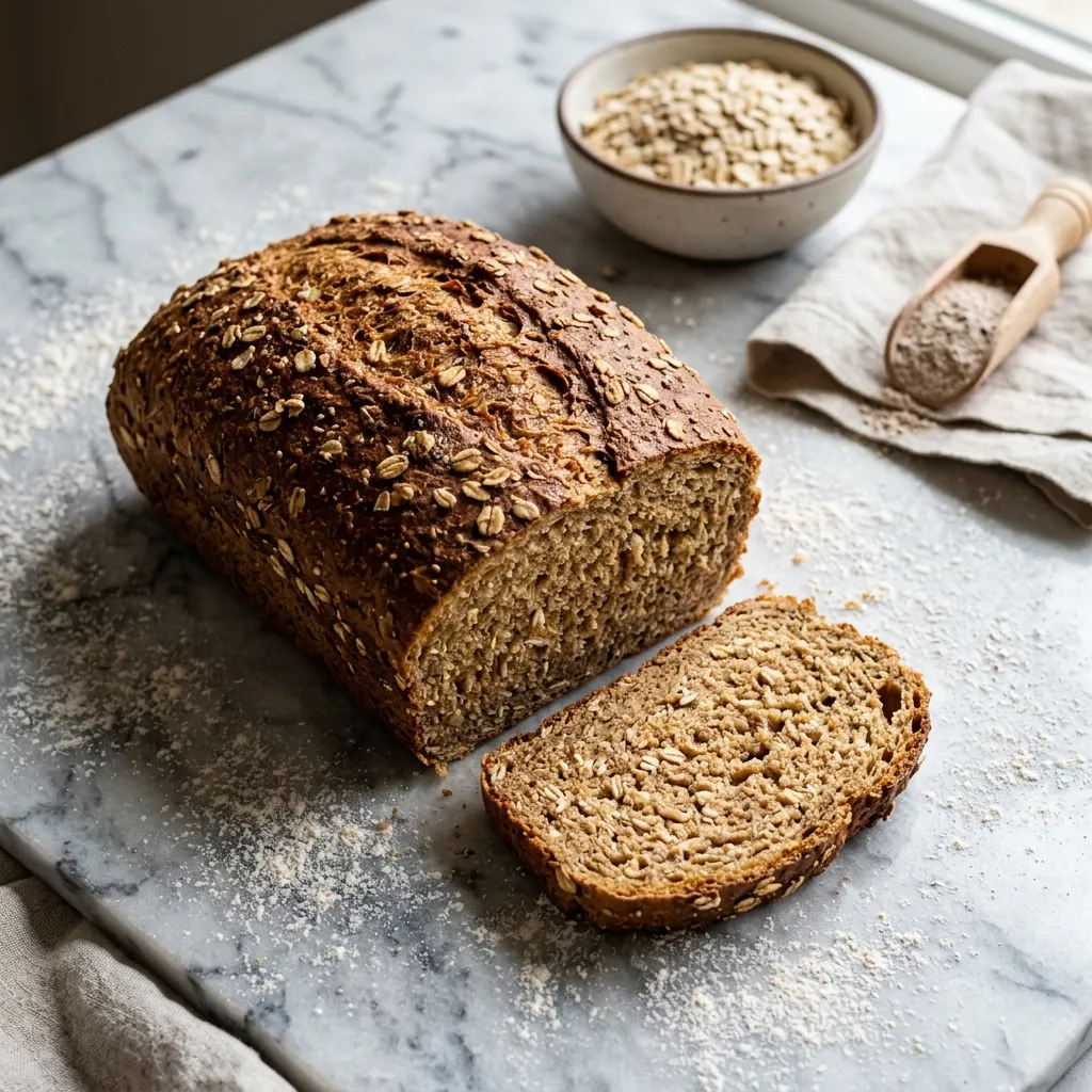 100% Whole-Grain Oatmeal Bread From Scratch