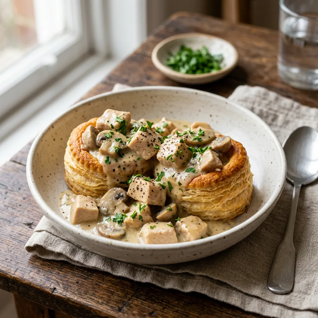 Finished 20-Minute Creamed Chicken With Mushrooms dish