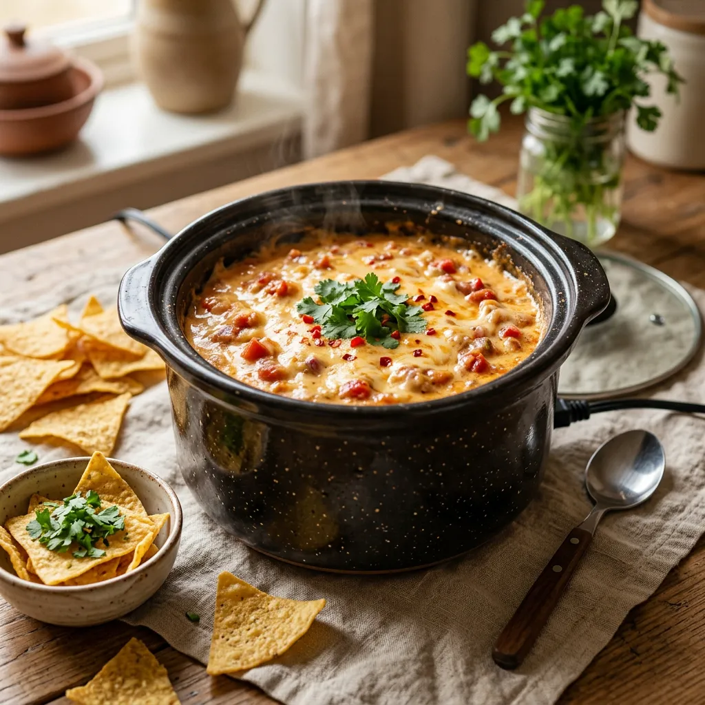 3-Ingredient Slow Cooker Velveeta Cheese Salsa Dip