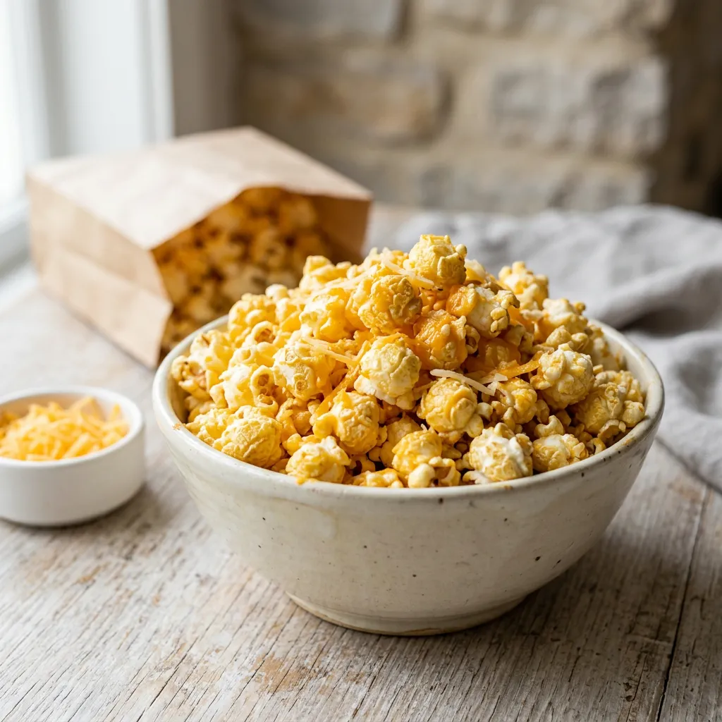 5-Minute Cheddar Cheese Popcorn (Using Real Cheddar)