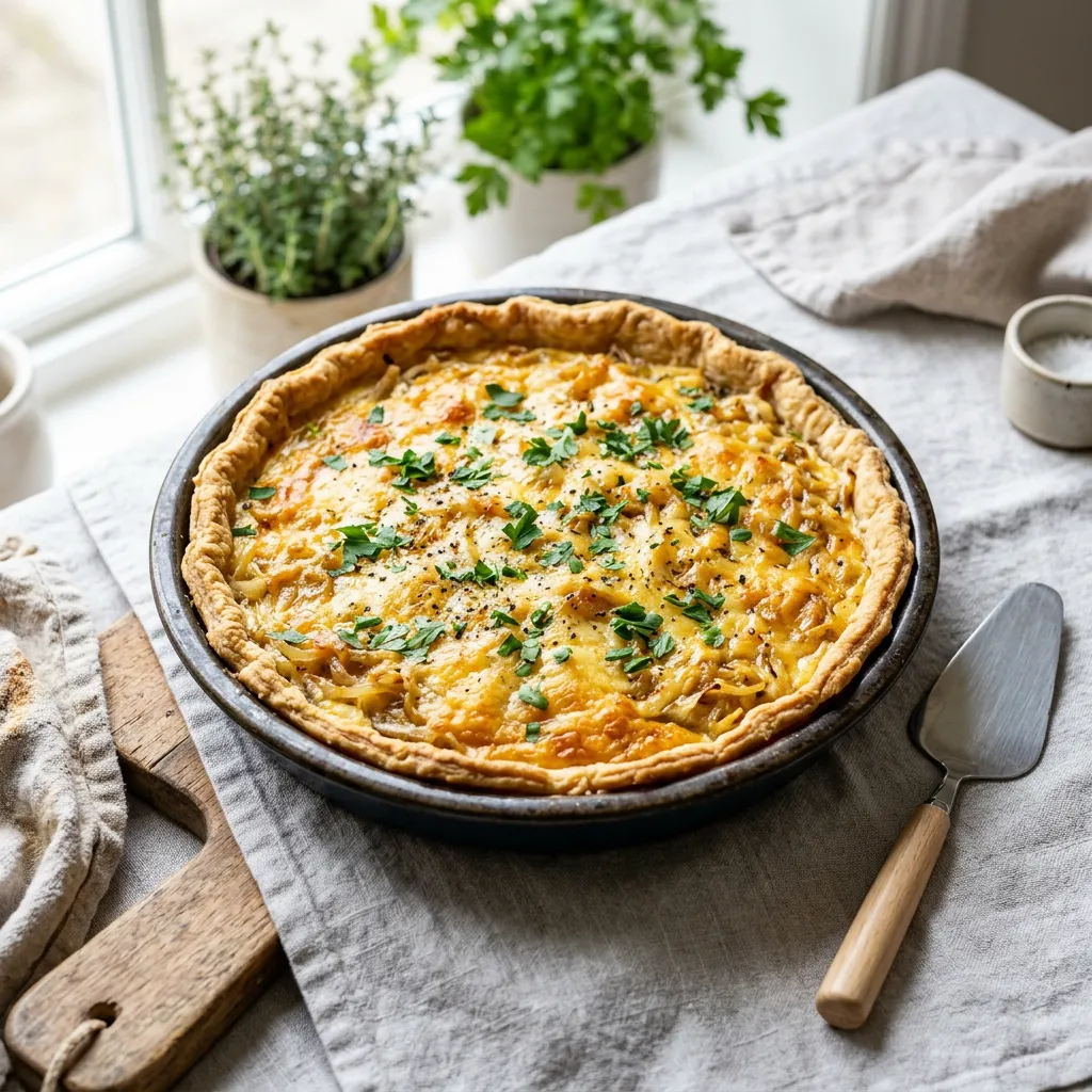 A Classic Cheese and Onion Flan