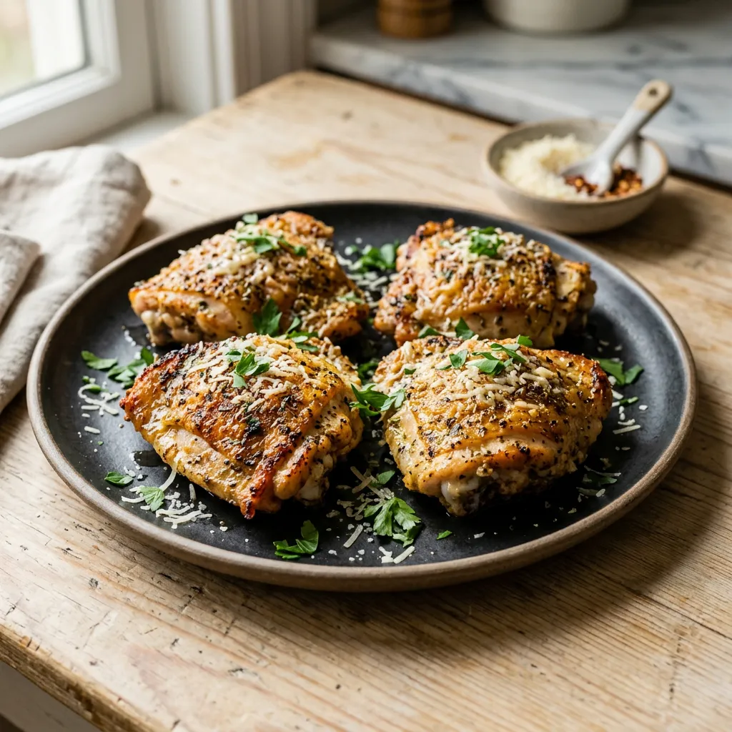 Finished Air Fryer Chicken Thighs dish