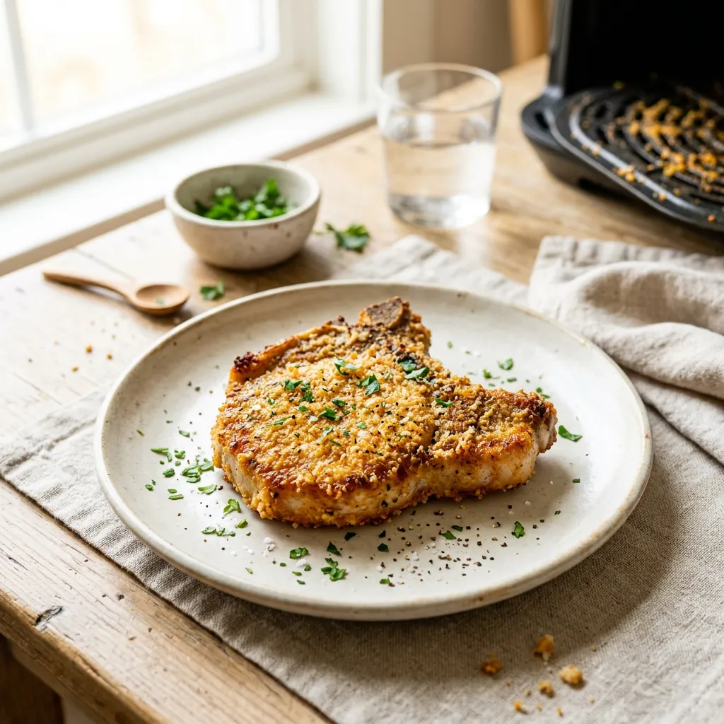 Finished Air Fryer Pork Chops Recipe dish