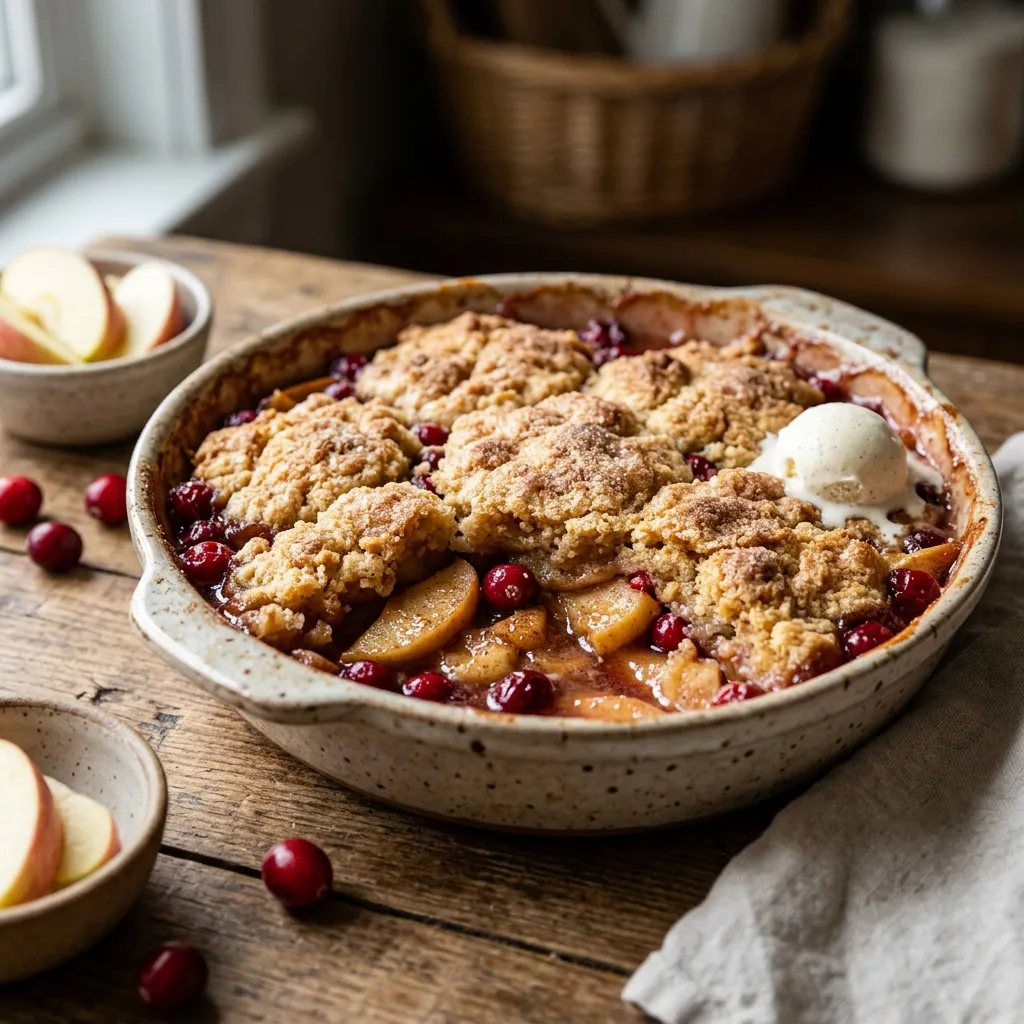 Apple Cranberry Cobbler With Cinnamon and Vanilla