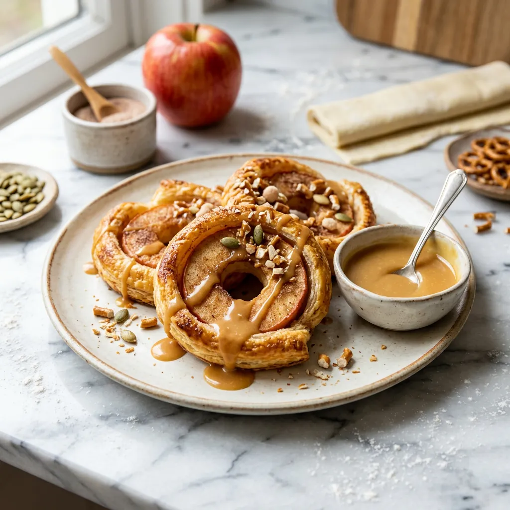 Finished Apple Puff Pastry "Doughnuts" dish