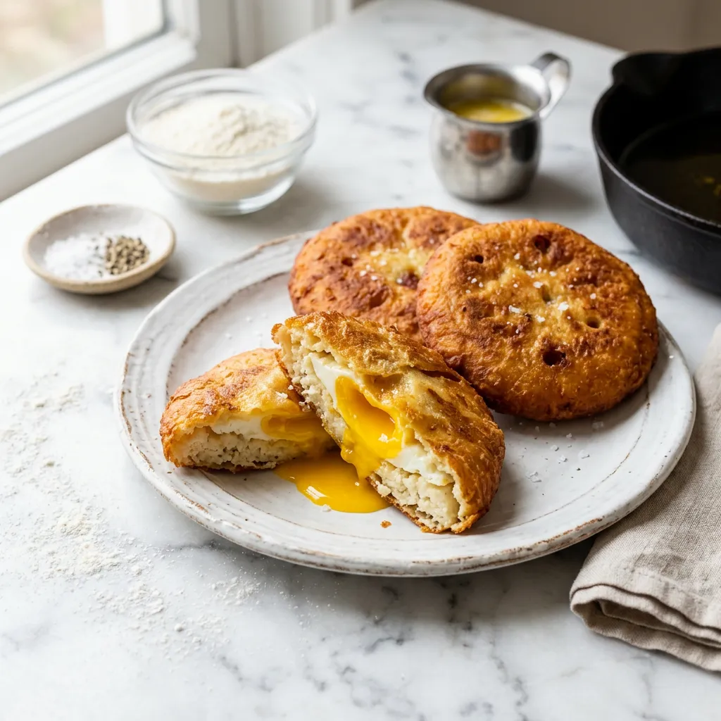 Arepas con Huevo: Corn Cake and Egg Breakfast Sandwich