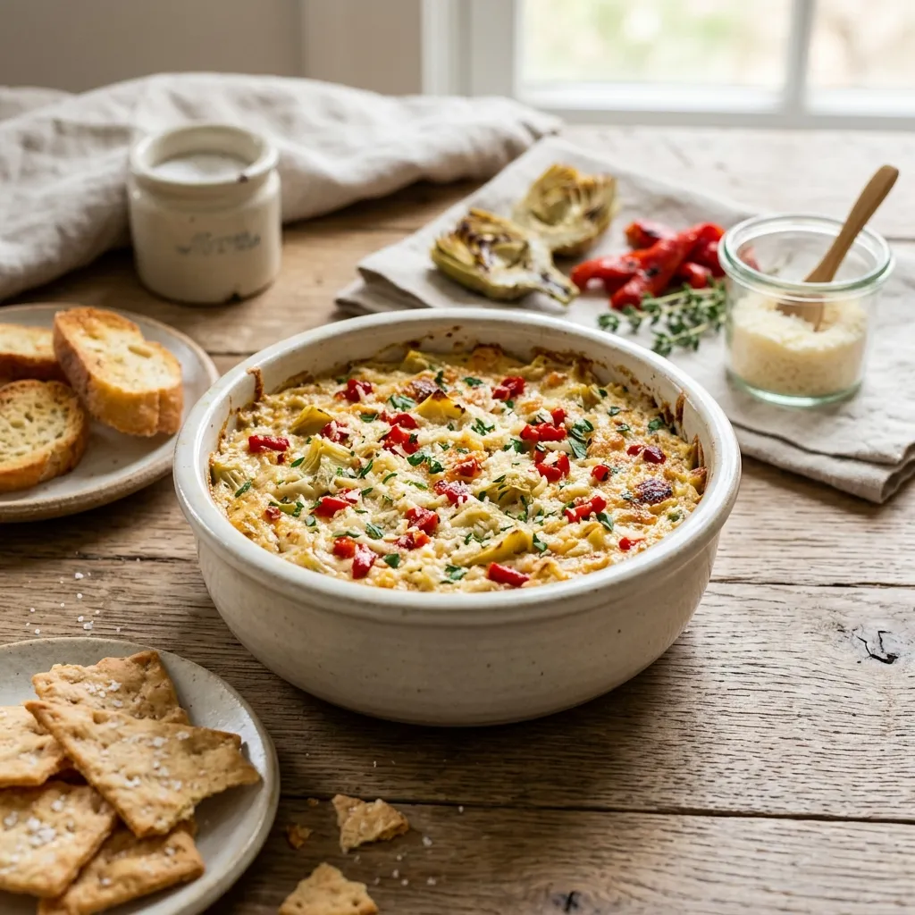 Artichoke Dip With Roasted Red Peppers