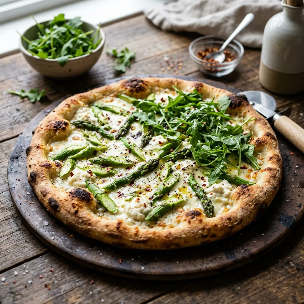 Finished Asparagus Pizza Recipe dish