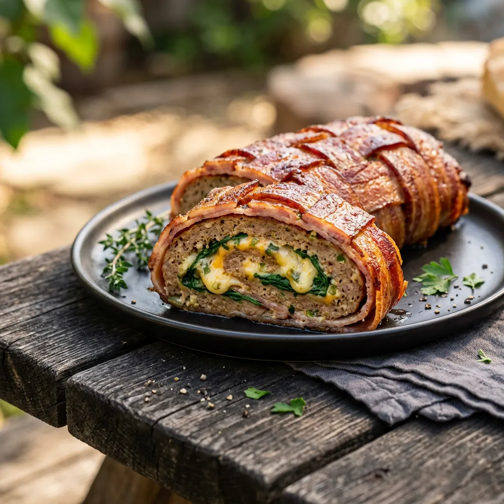 Bacon-Wrapped and Stuffed Breakfast Sausage Fatty
