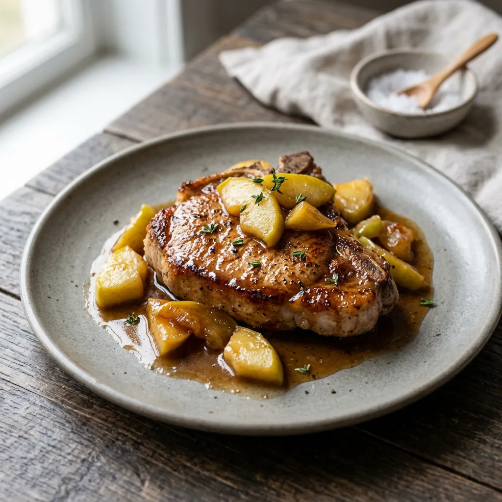 Finished Baked Apple Pork Chops dish