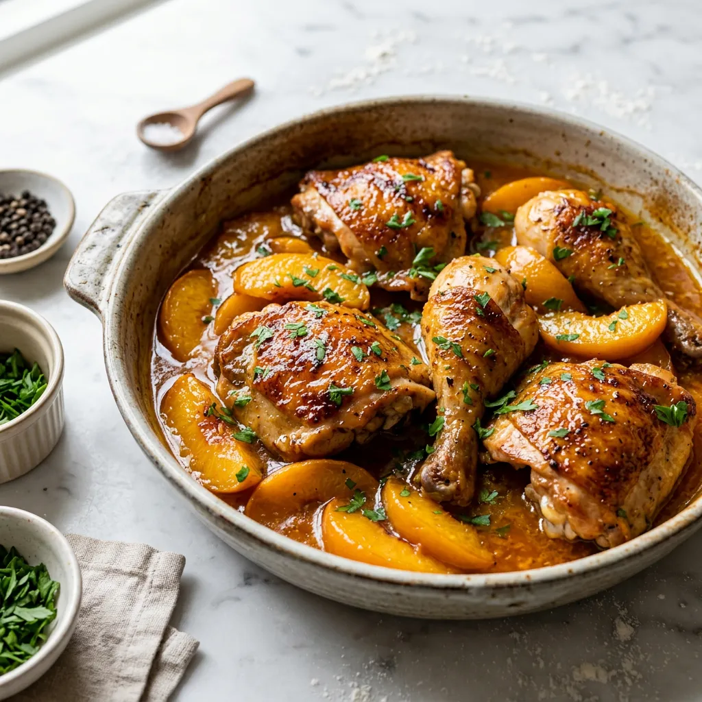 Baked Chicken With Peaches