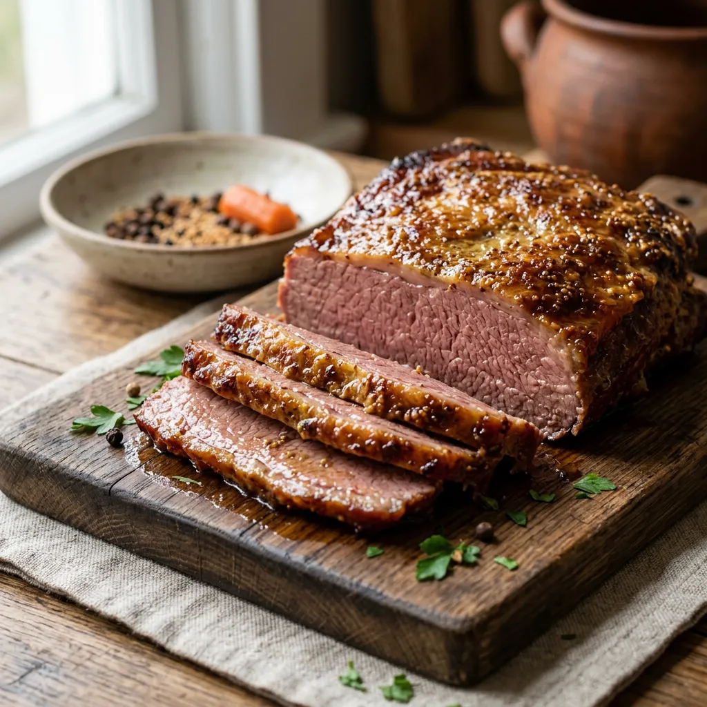 Baked Corned Beef With Brown Sugar Glaze