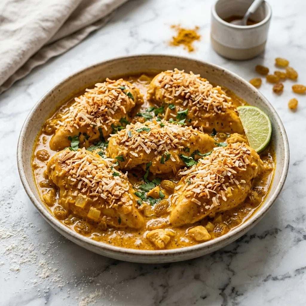 Baked Curried Chicken Breasts in a Coconut Milk Sauce