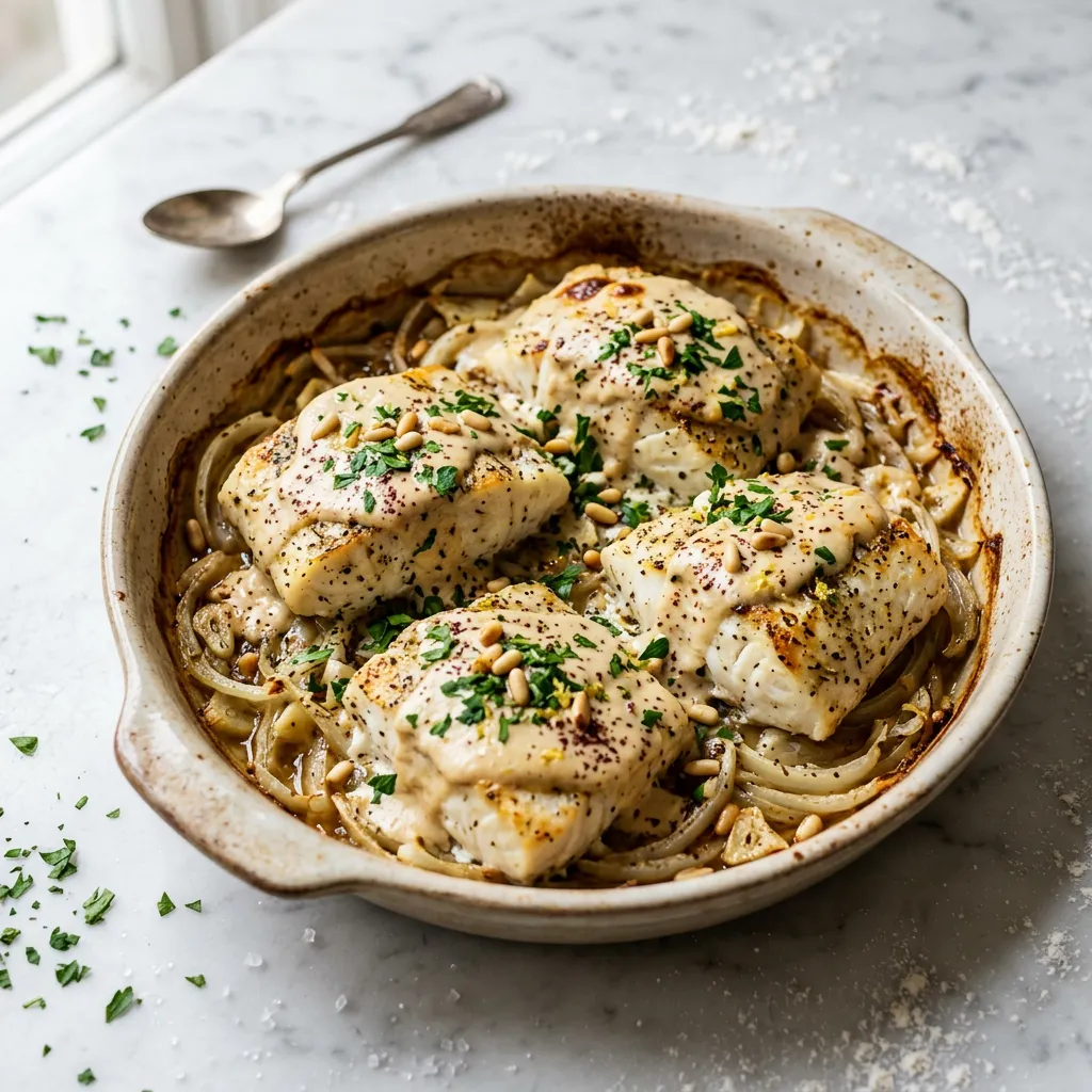 Baked Fish With Tahini Sauce