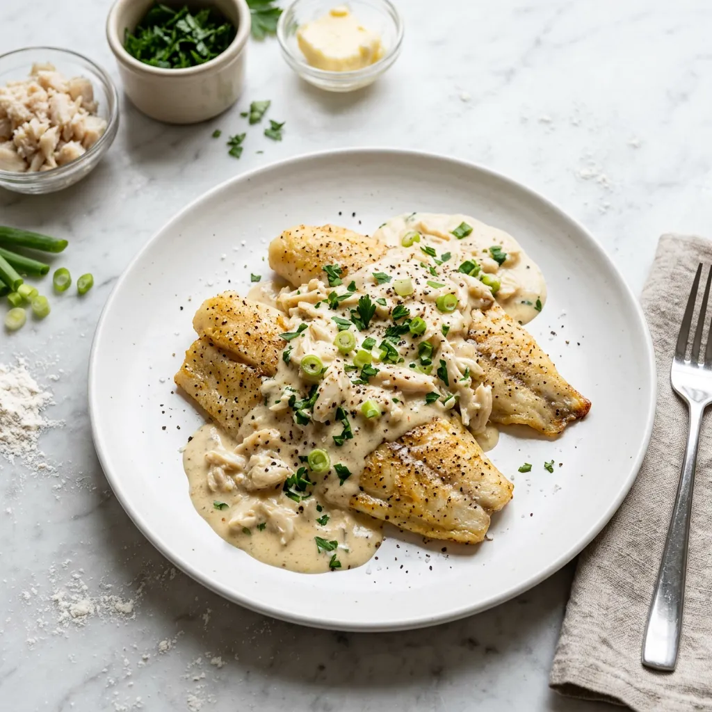 Baked Haddock With Creamy Crab Sauce