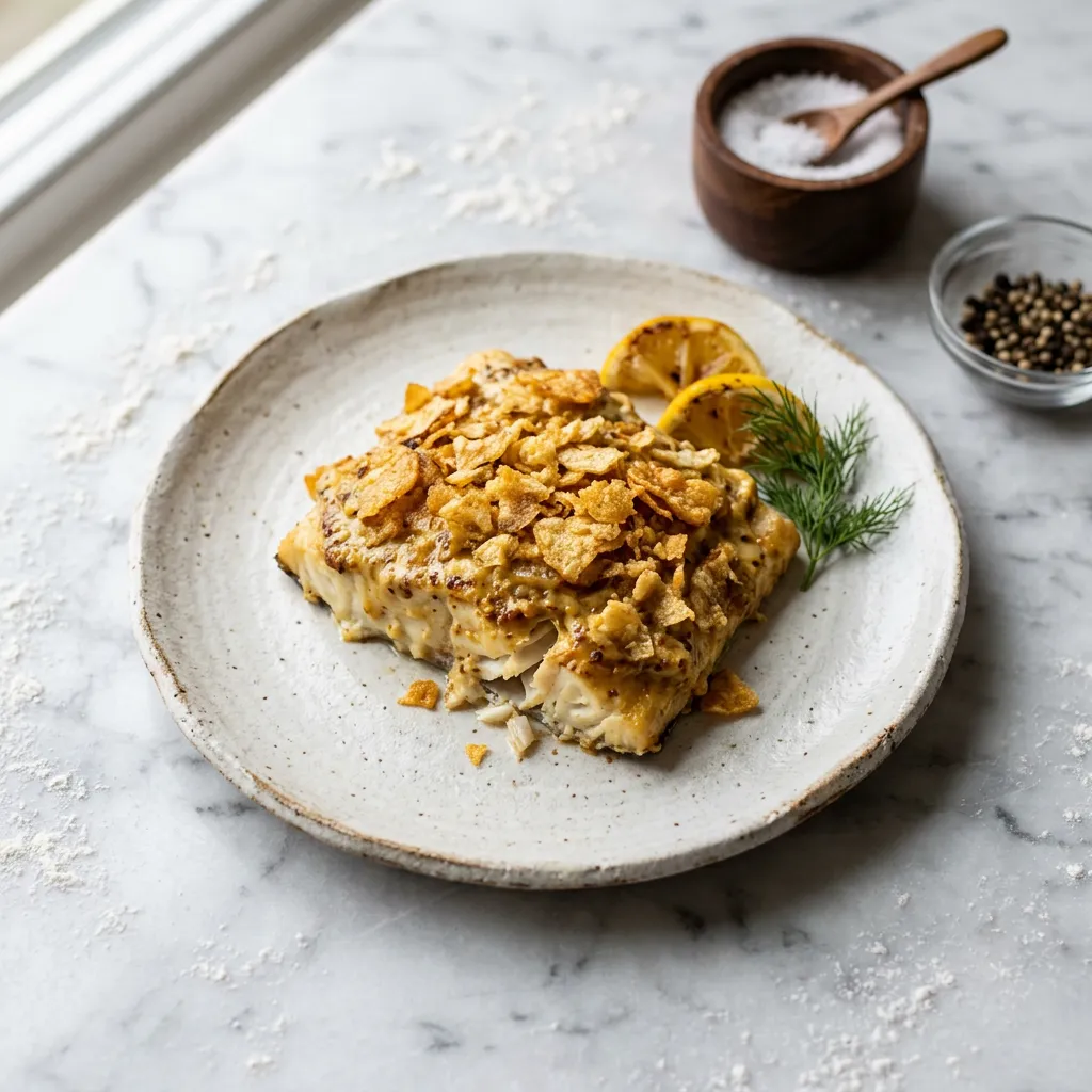Finished Baked Halibut Recipe dish