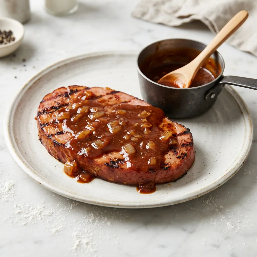 Baked Ham Steak With Barbecue Sauce