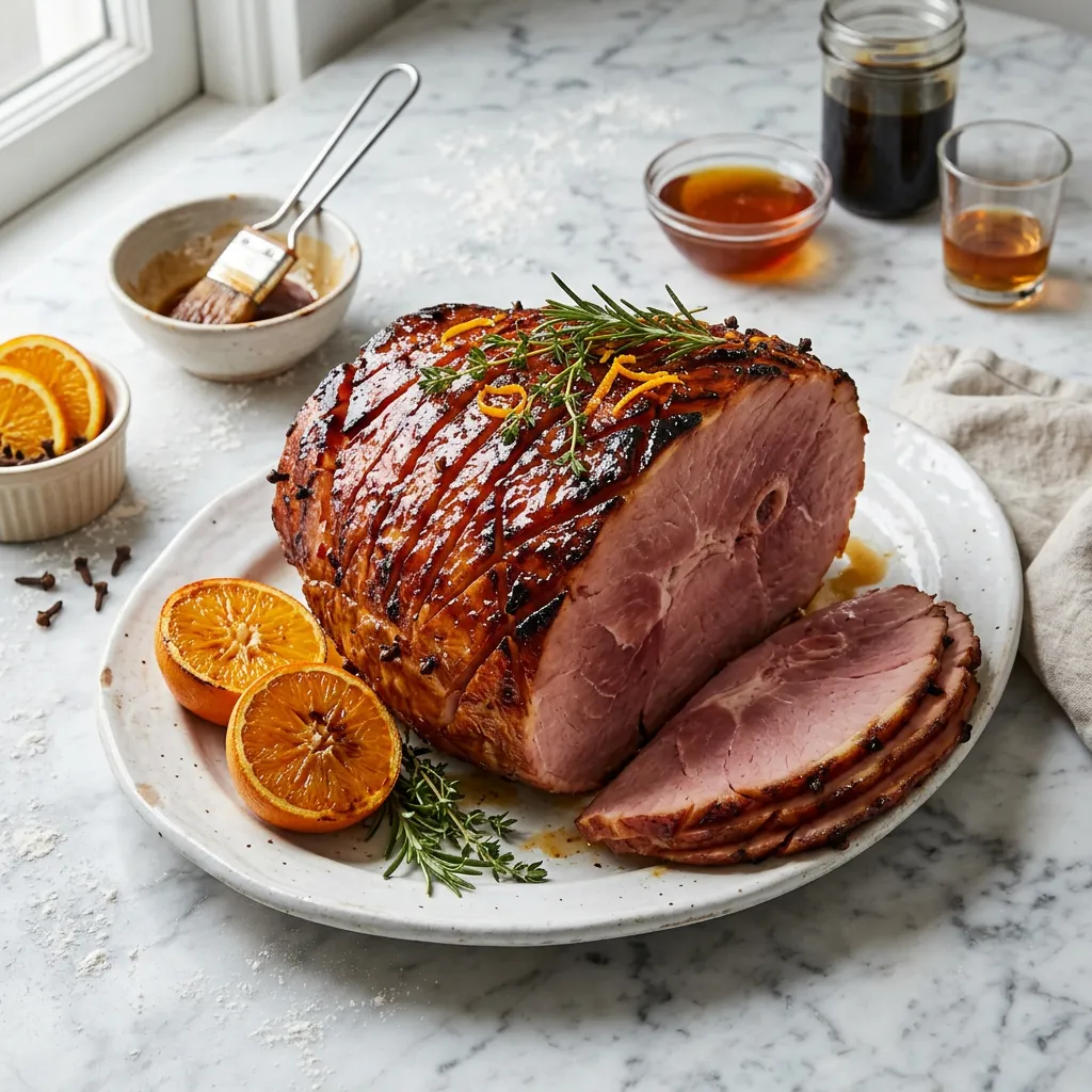 Baked Ham With Sweet Bourbon-Mustard Glaze Recipe