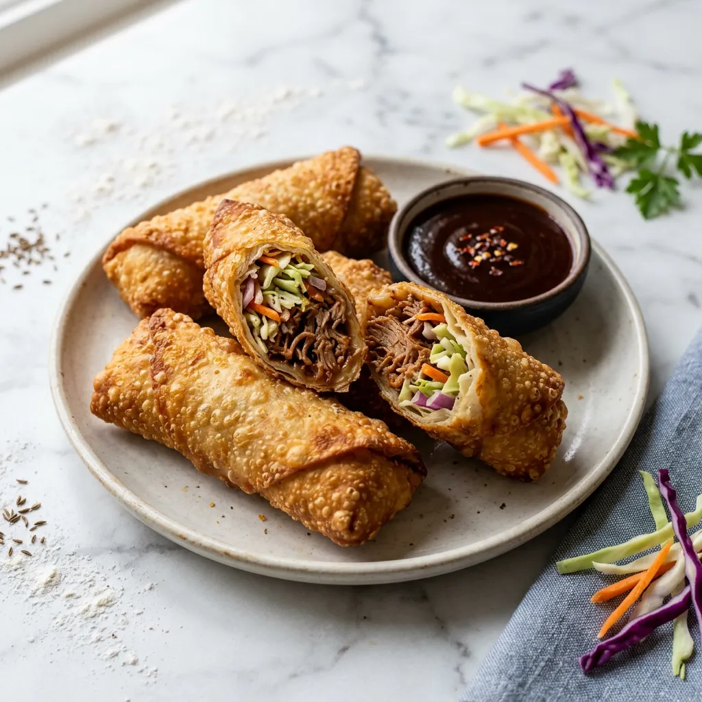 Baked or Fried Pulled Pork Egg Rolls