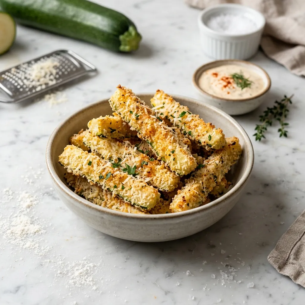 Baked Panko and Parmesan Zucchini Fries