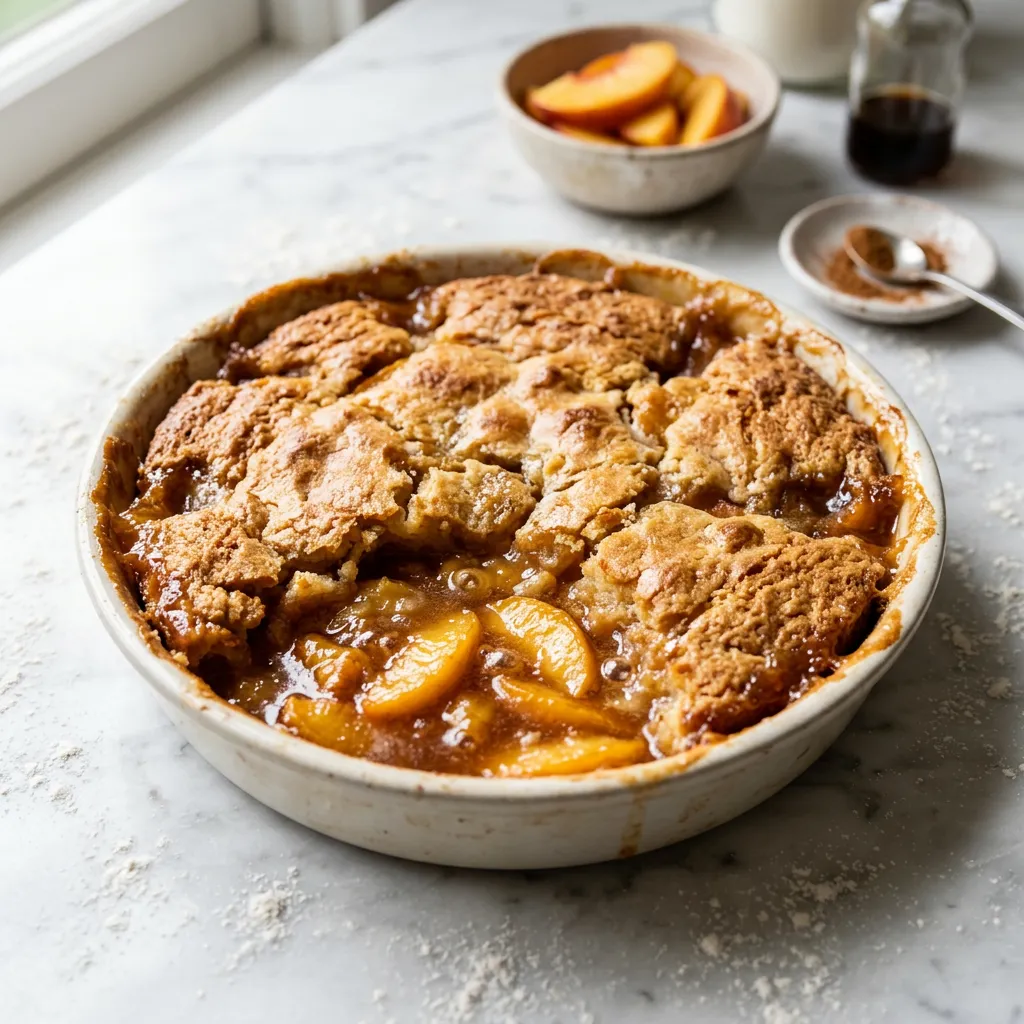 Baked Peach Cobbler With Cake-Like Topping