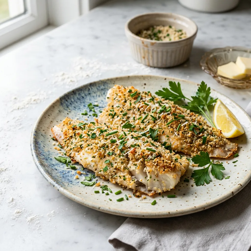 Finished Baked Red Snapper With Garlic and Herbs dish