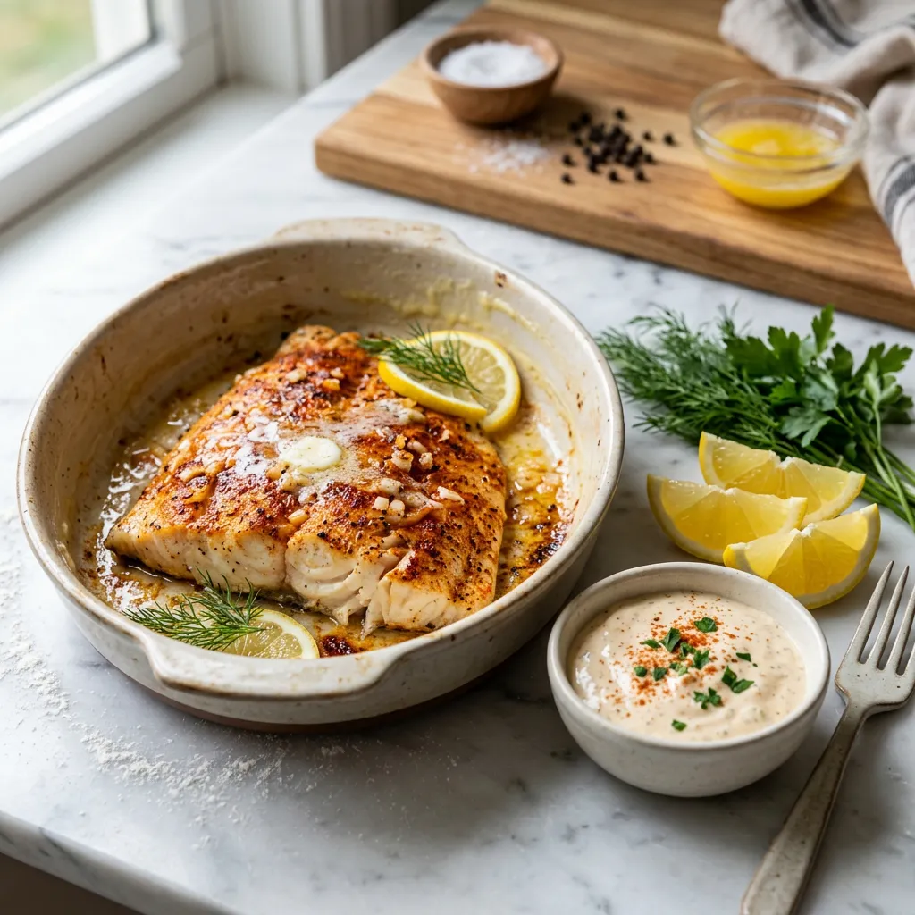 Finished Baked Redfish Fillets dish