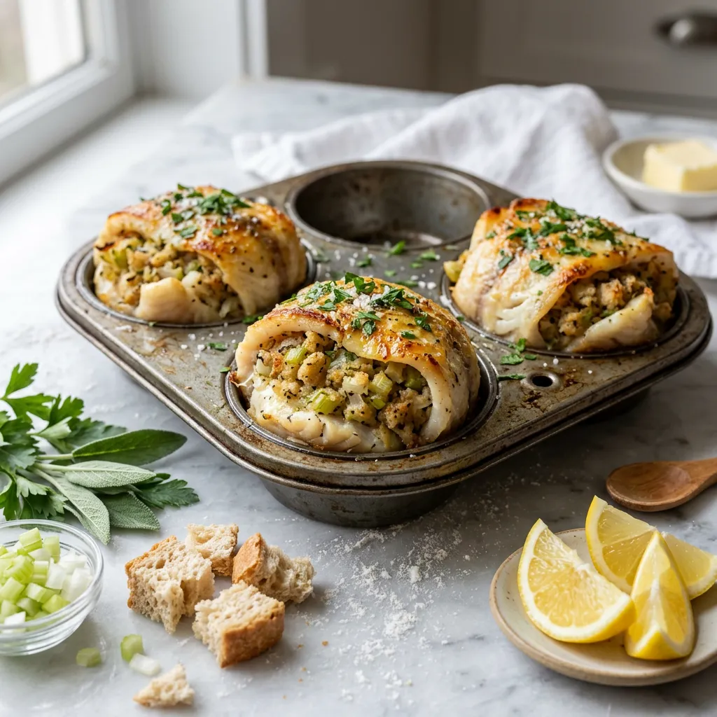 Finished Baked Stuffed Fish Fillet dish