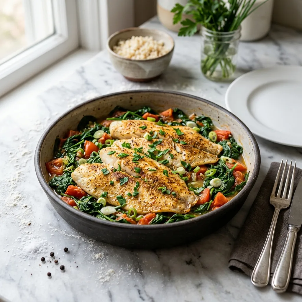 Baked Tilapia and Spinach