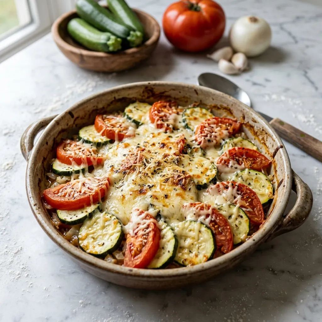 Baked Zucchini and Tomatoes With Cheese