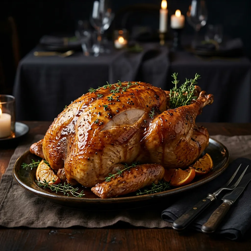 Finished Balsamic and Honey Glazed Roast Turkey dish