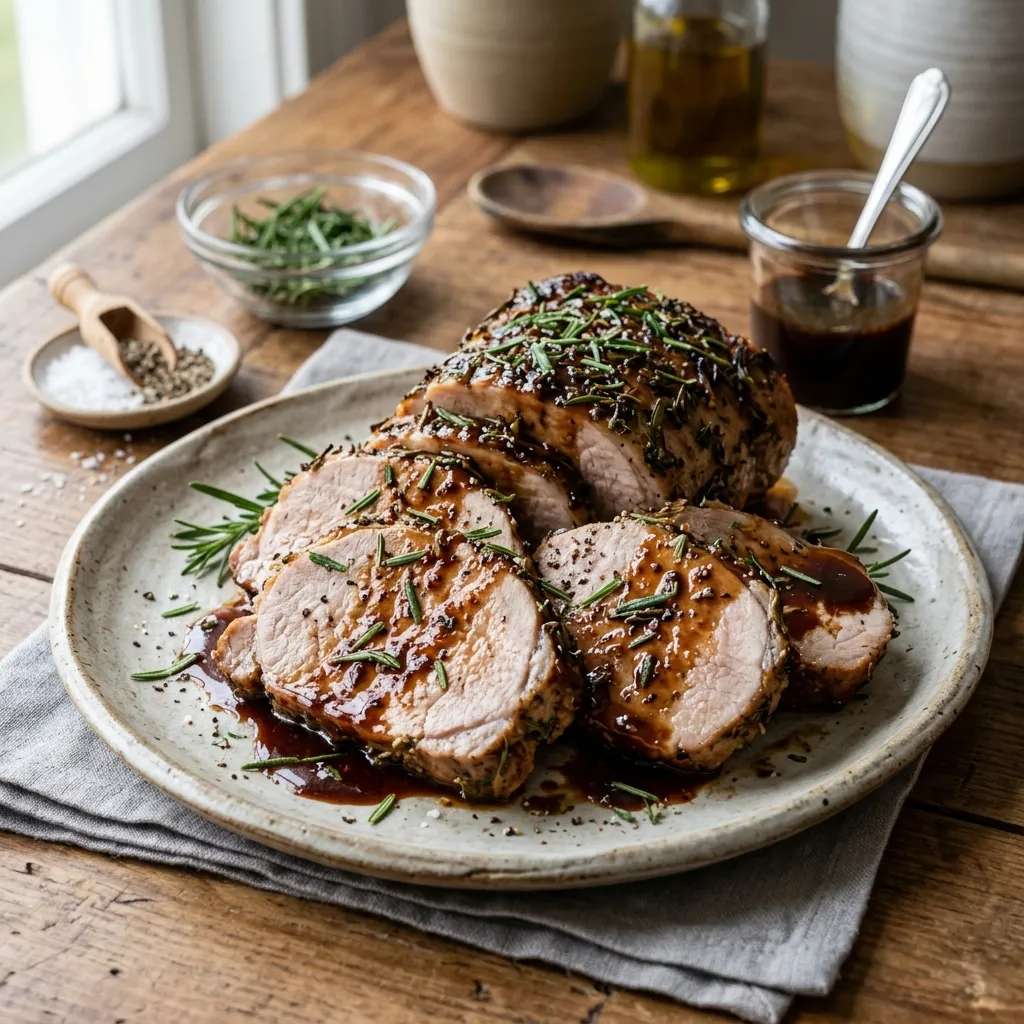 Balsamic and Rosemary Marinated Pork Loin Roast