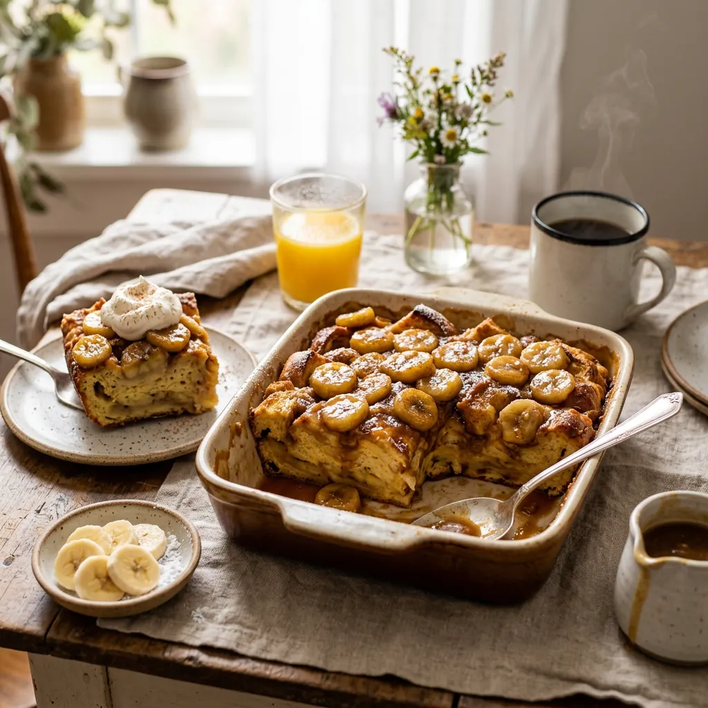 Bananas Foster French Toast Breakfast Casserole