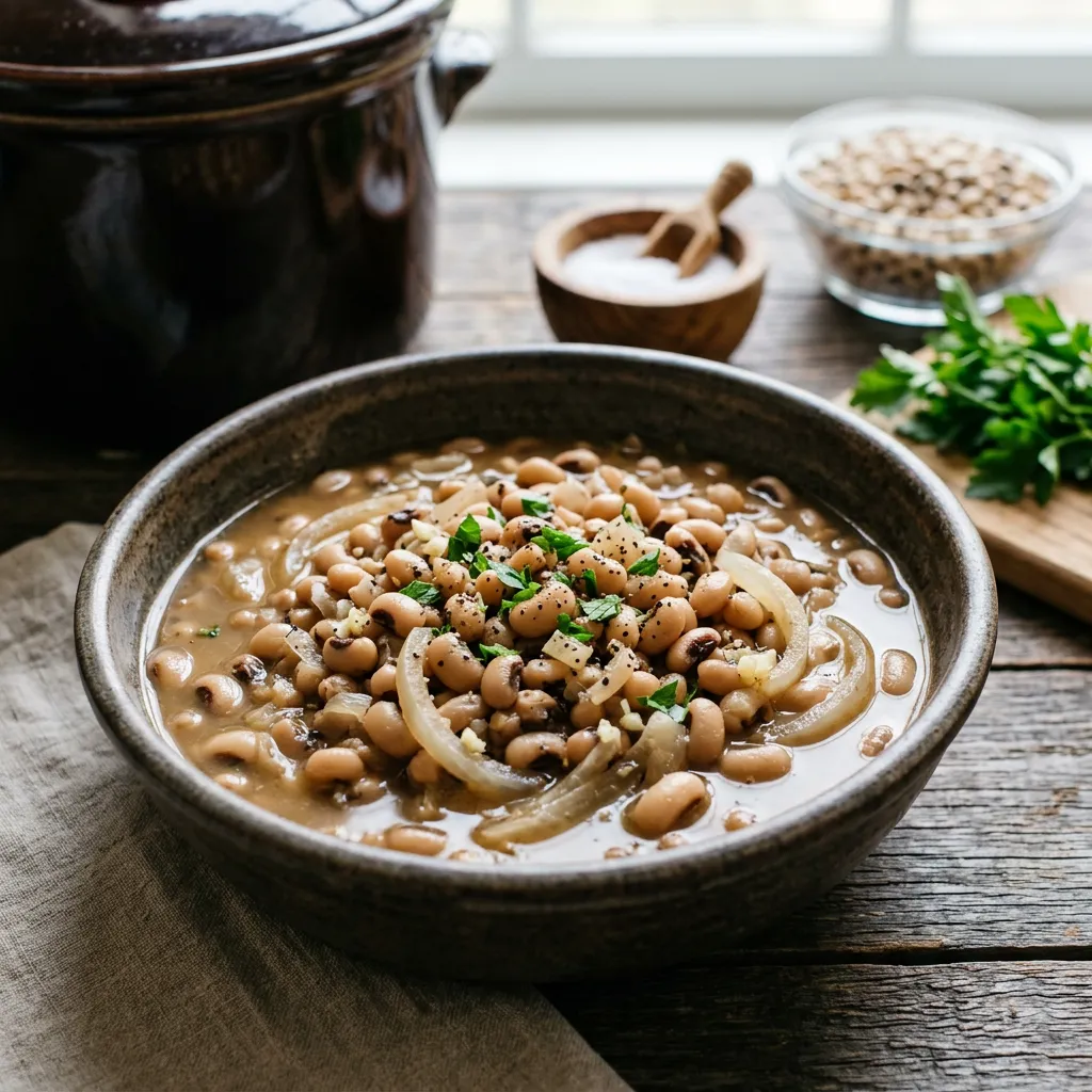 Finished Basic Crock Pot Black-Eyed Peas dish