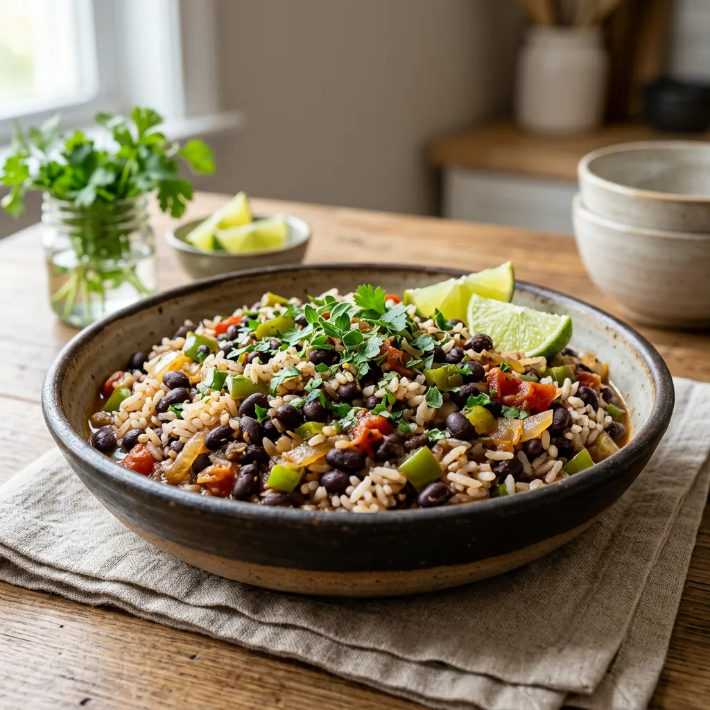 Basic Vegetarian Black Beans and Rice