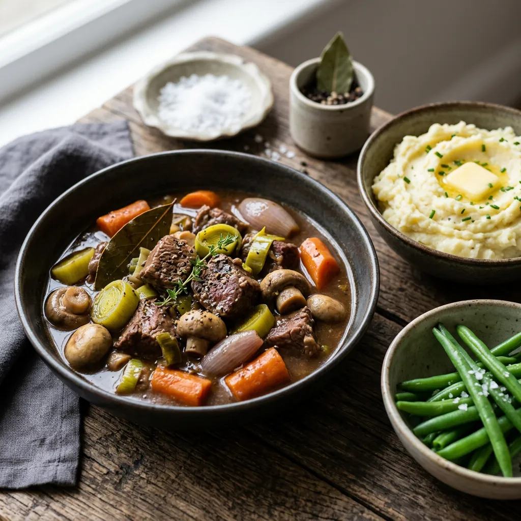 Beef, Leek and Mushroom Stew