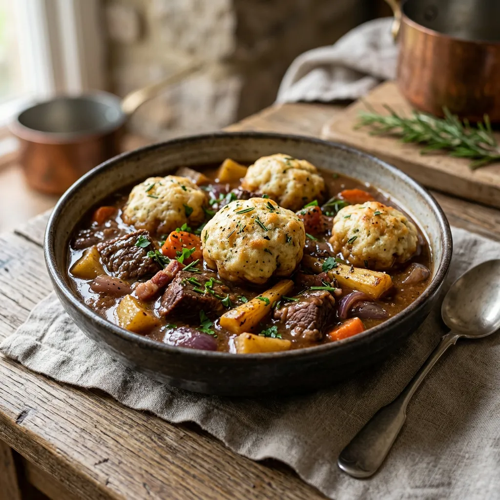 Beef Stew With Newcastle Brown Ale and Dumplings