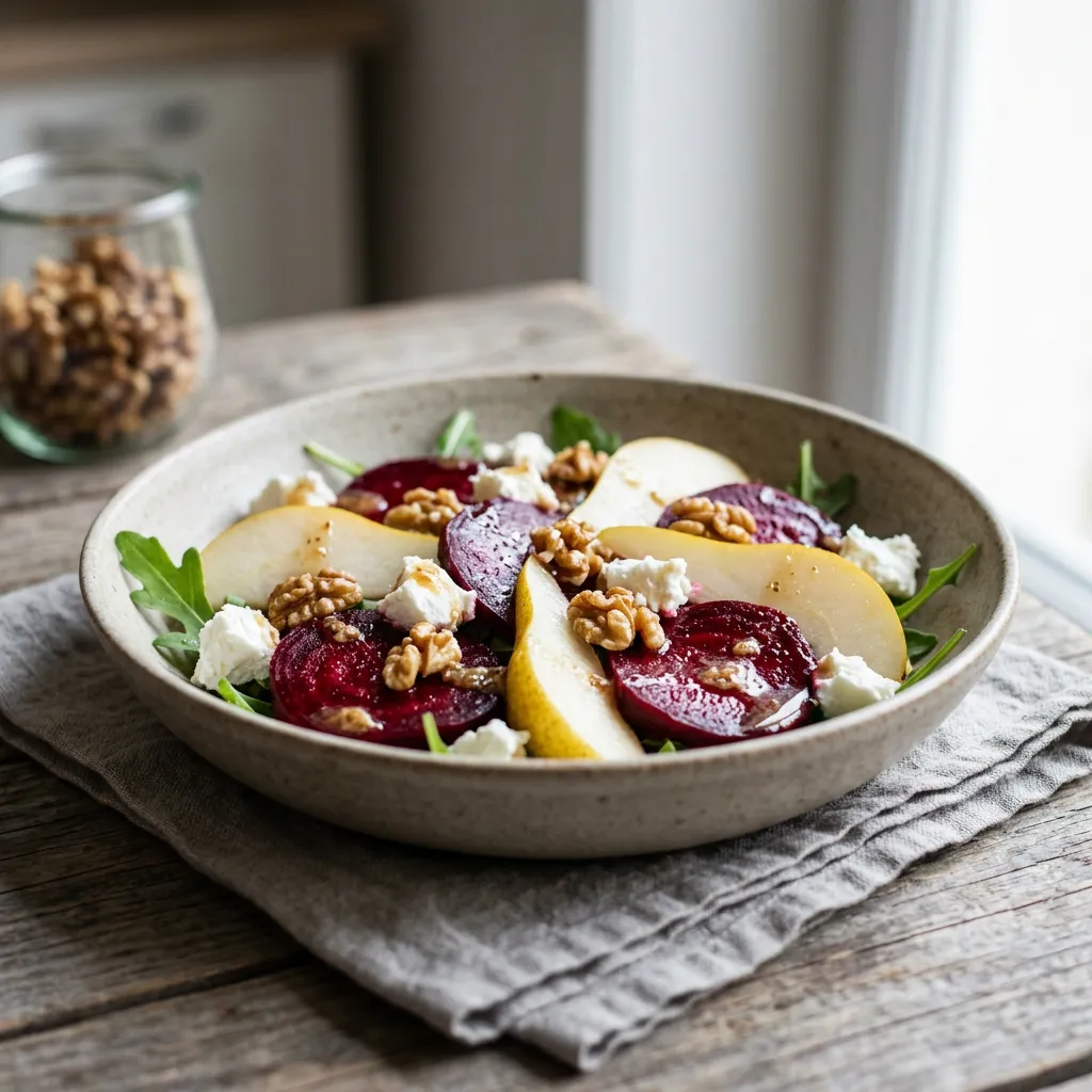Beet and Pear Salad With Walnuts and Goat Cheese