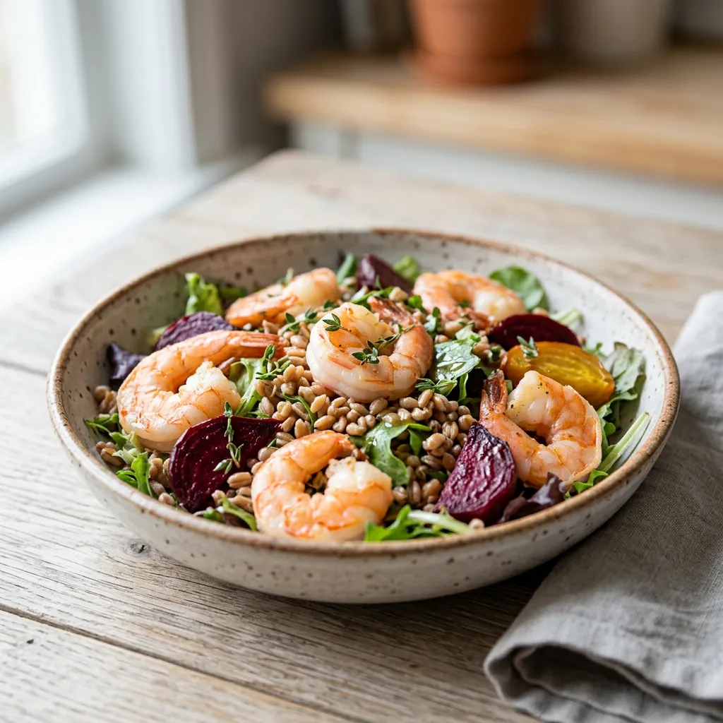 Beet, Shrimp, and Spelt Salad