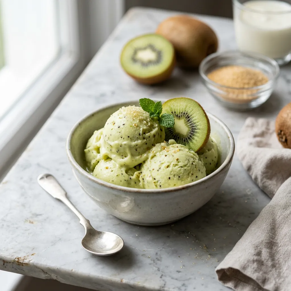 Finished Ben & Jerry's Creamy Fresh Kiwi Ice Cream dish
