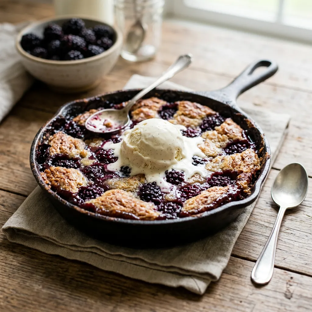 Finished Blackberry Cobbler dish