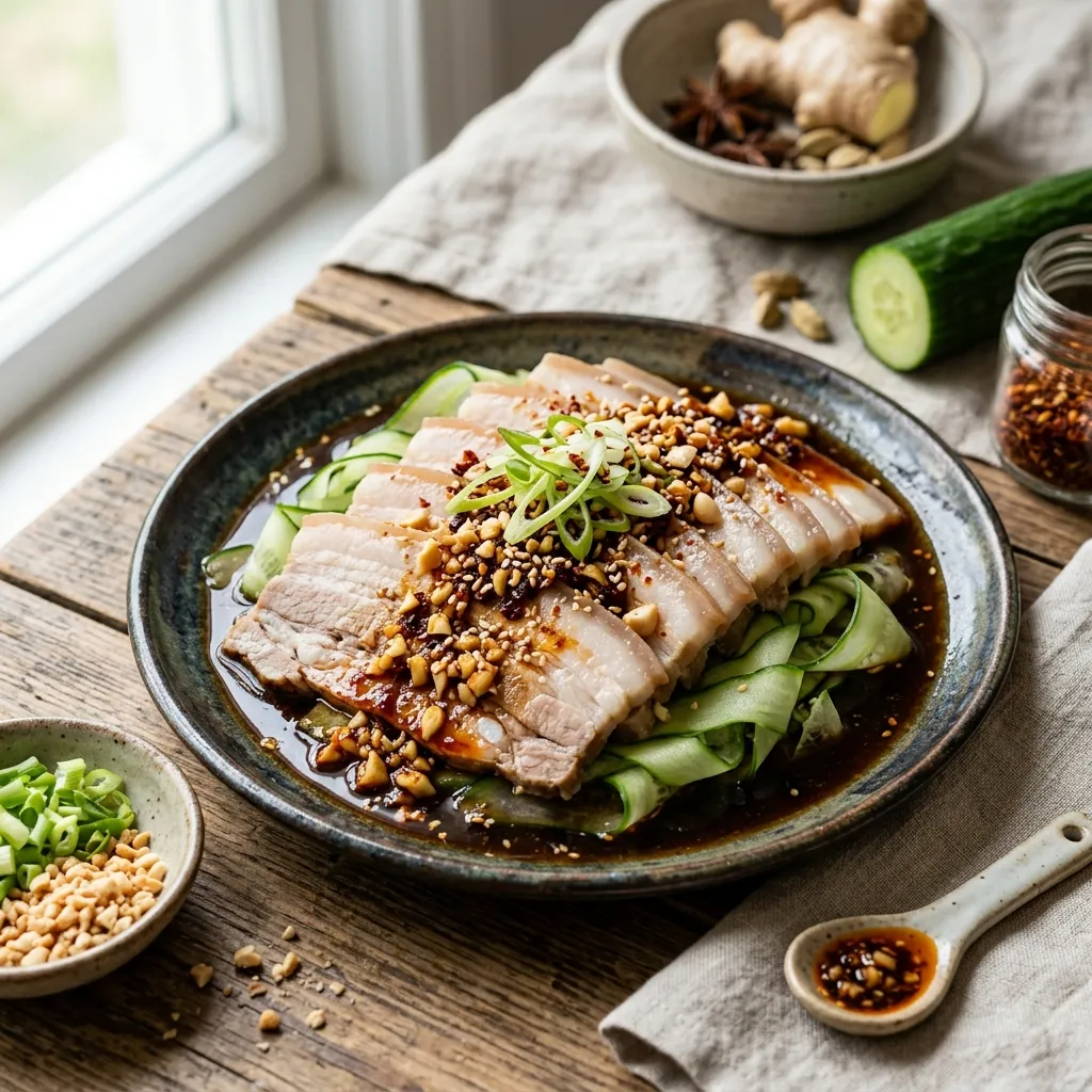 Boiled Pork Belly With Garlic Sauce