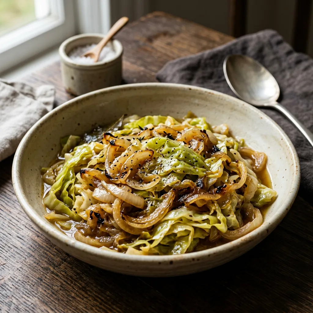 Finished Braised Cabbage & Onions dish