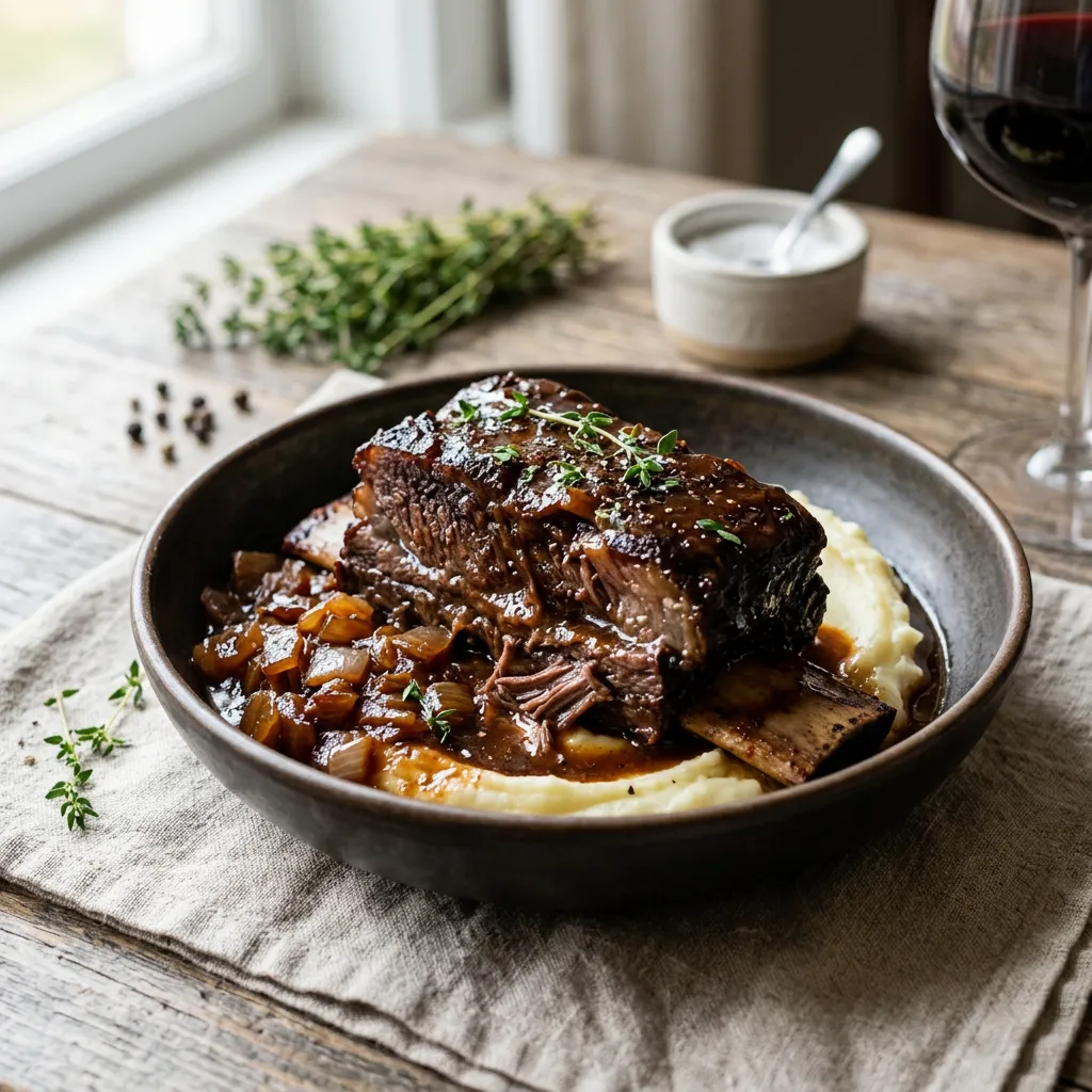 Finished Braised Short Ribs in the Oven Recipe dish