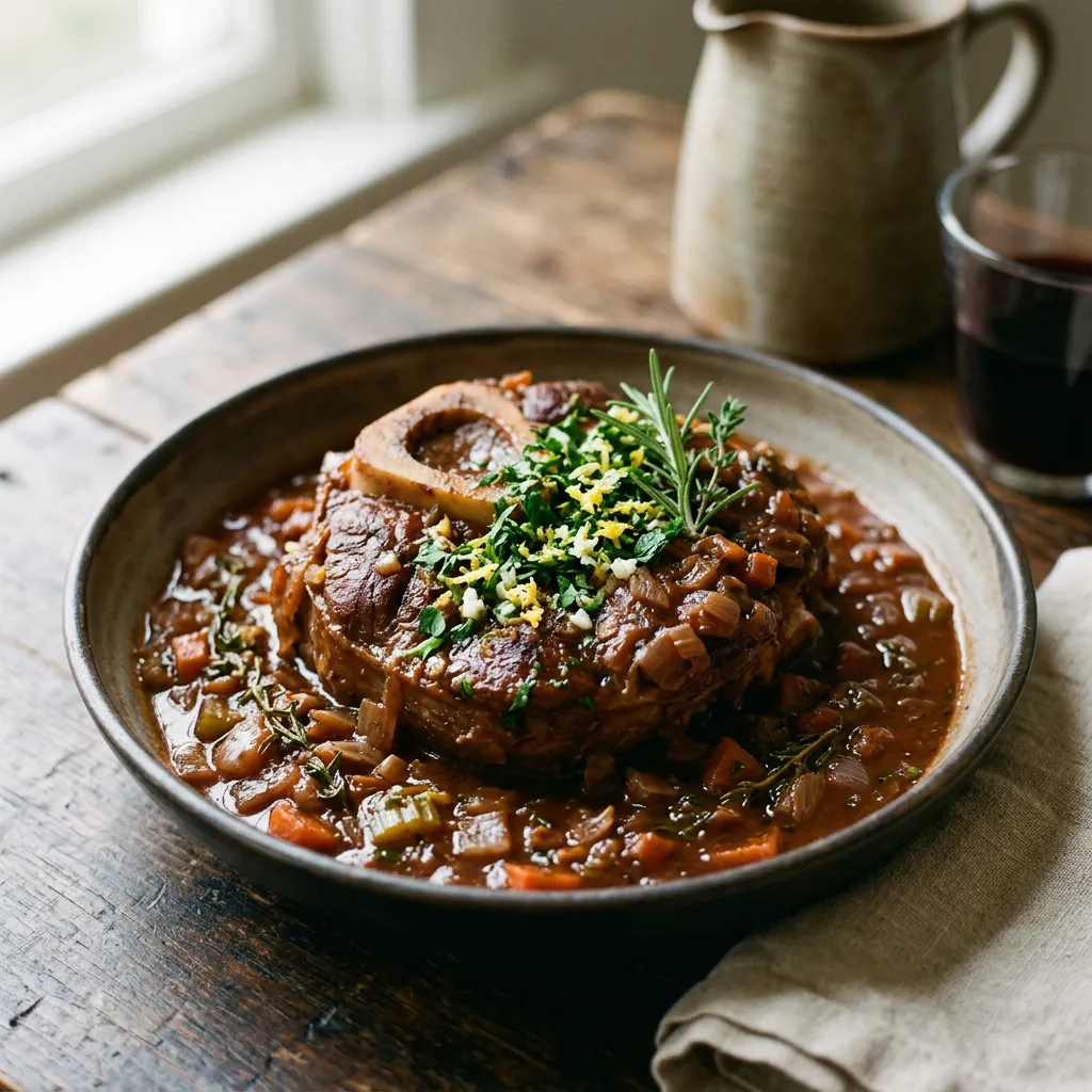 Finished Braised Veal Shanks dish