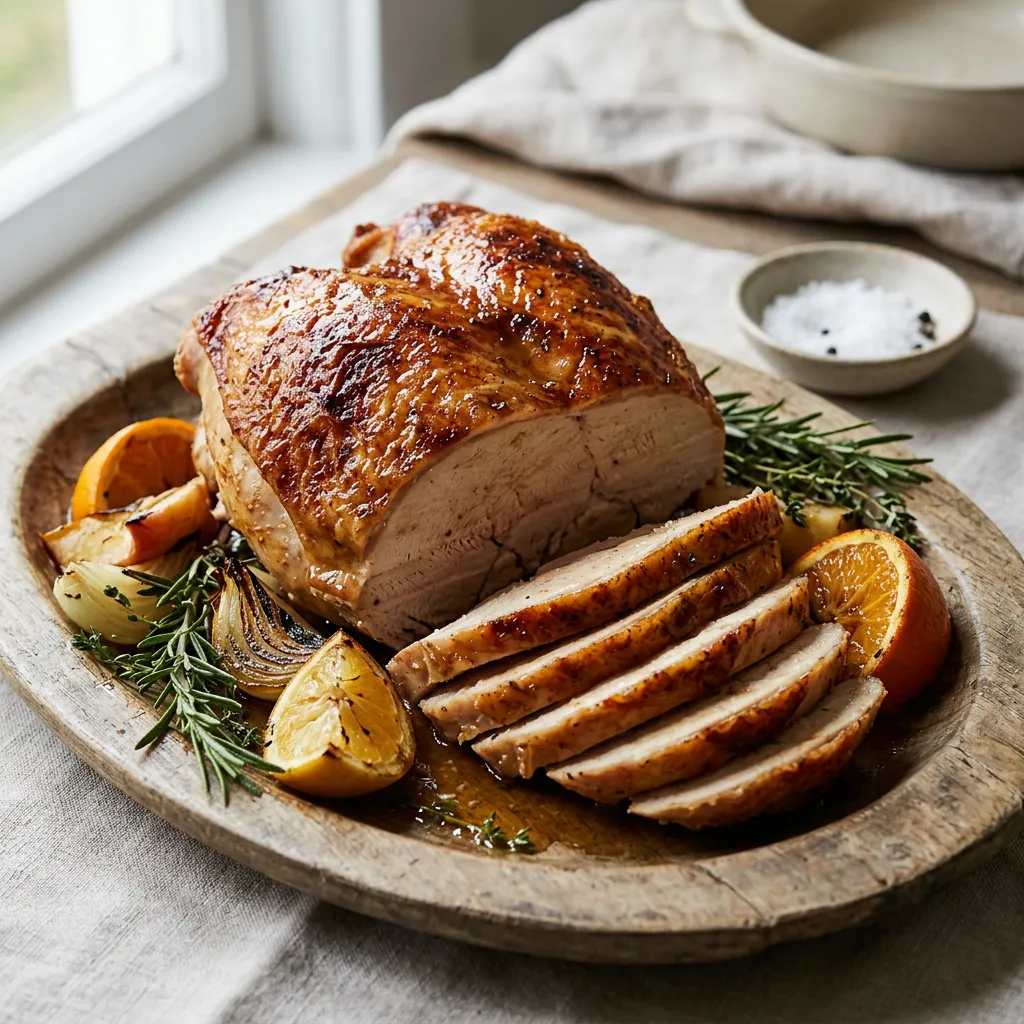 Finished Brined and Roasted Turkey Breast dish