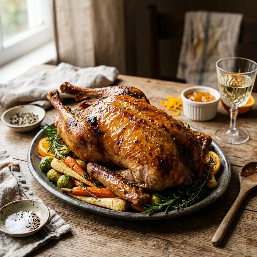 Finished Brined Roast Goose With Orange Glaze Recipe dish