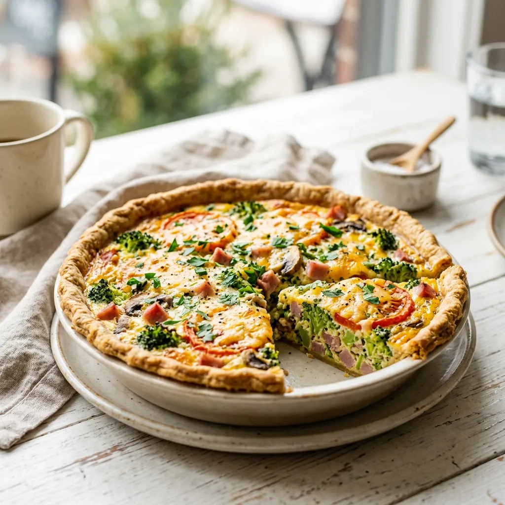 Broccoli and Ham Quiche With Tomatoes