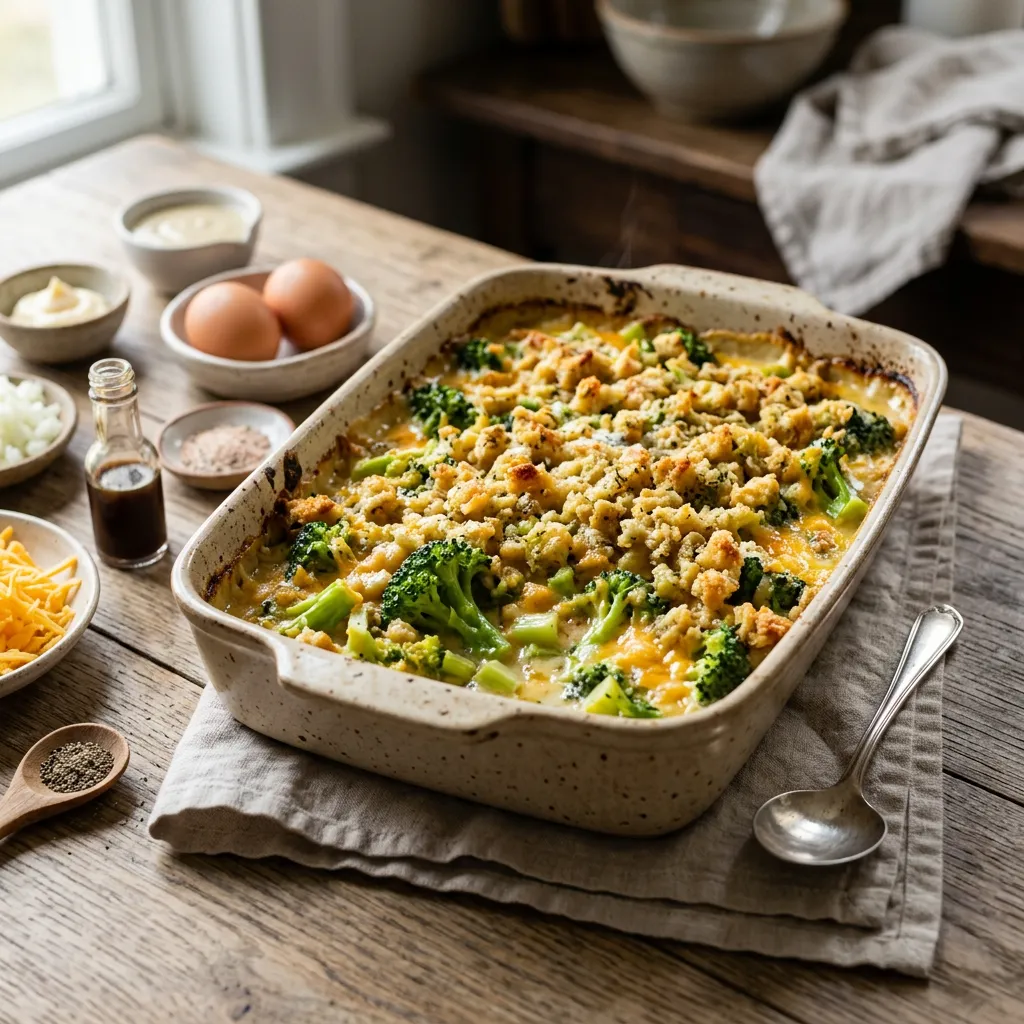 Broccoli Casserole With Stuffing Crumb Topping