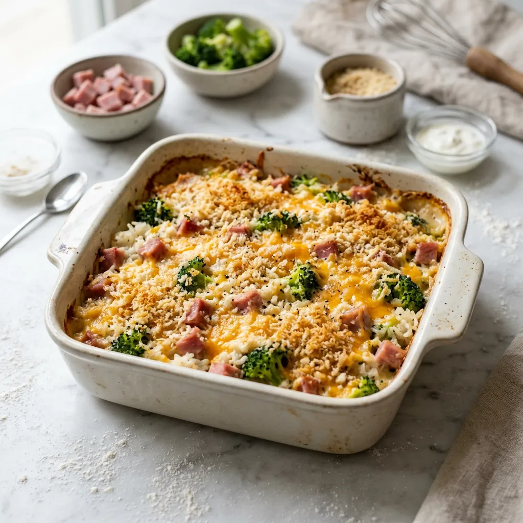 Broccoli, Rice, and Ham Casserole